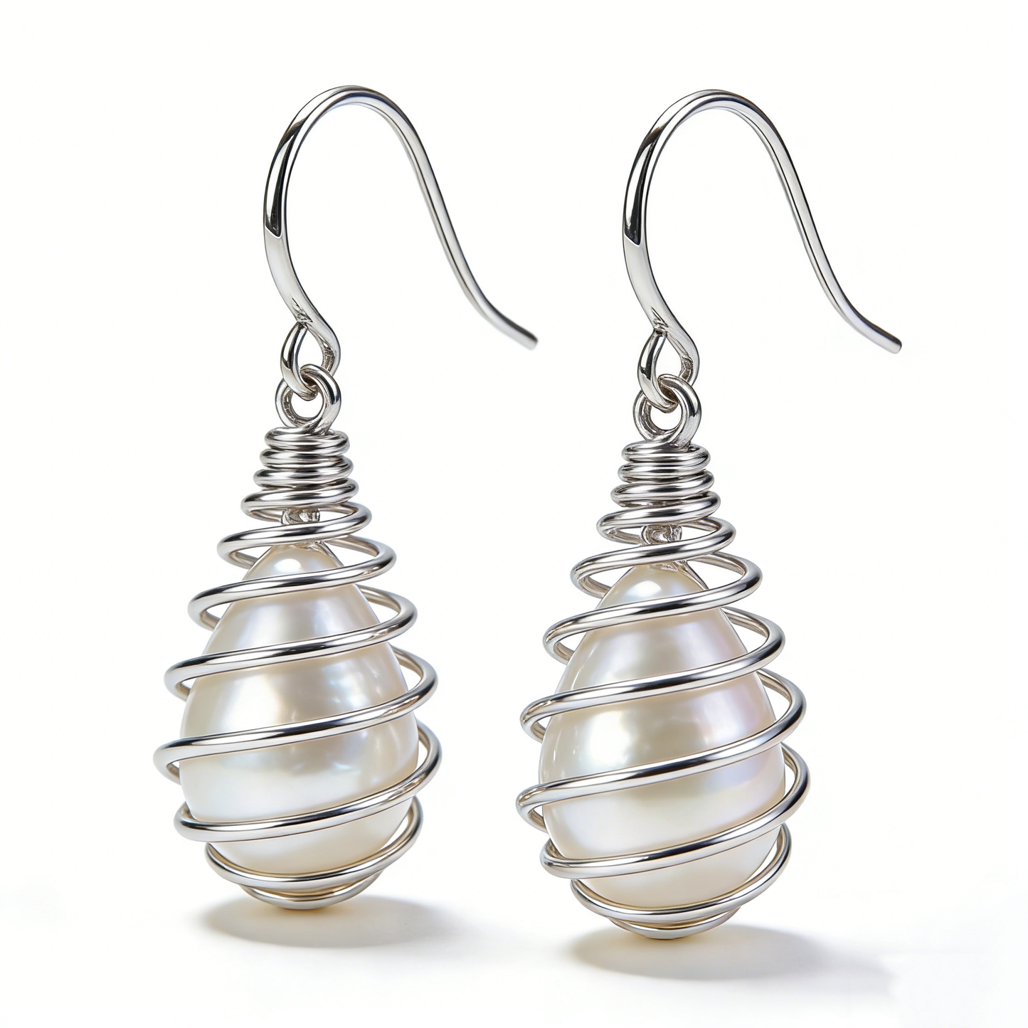 Geometric Hollow-Out Triangle Pearl Earrings