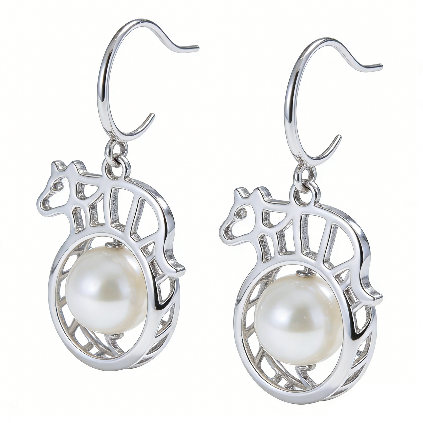 Spiral-Wrapped Teardrop Pearl Dangle Earrings