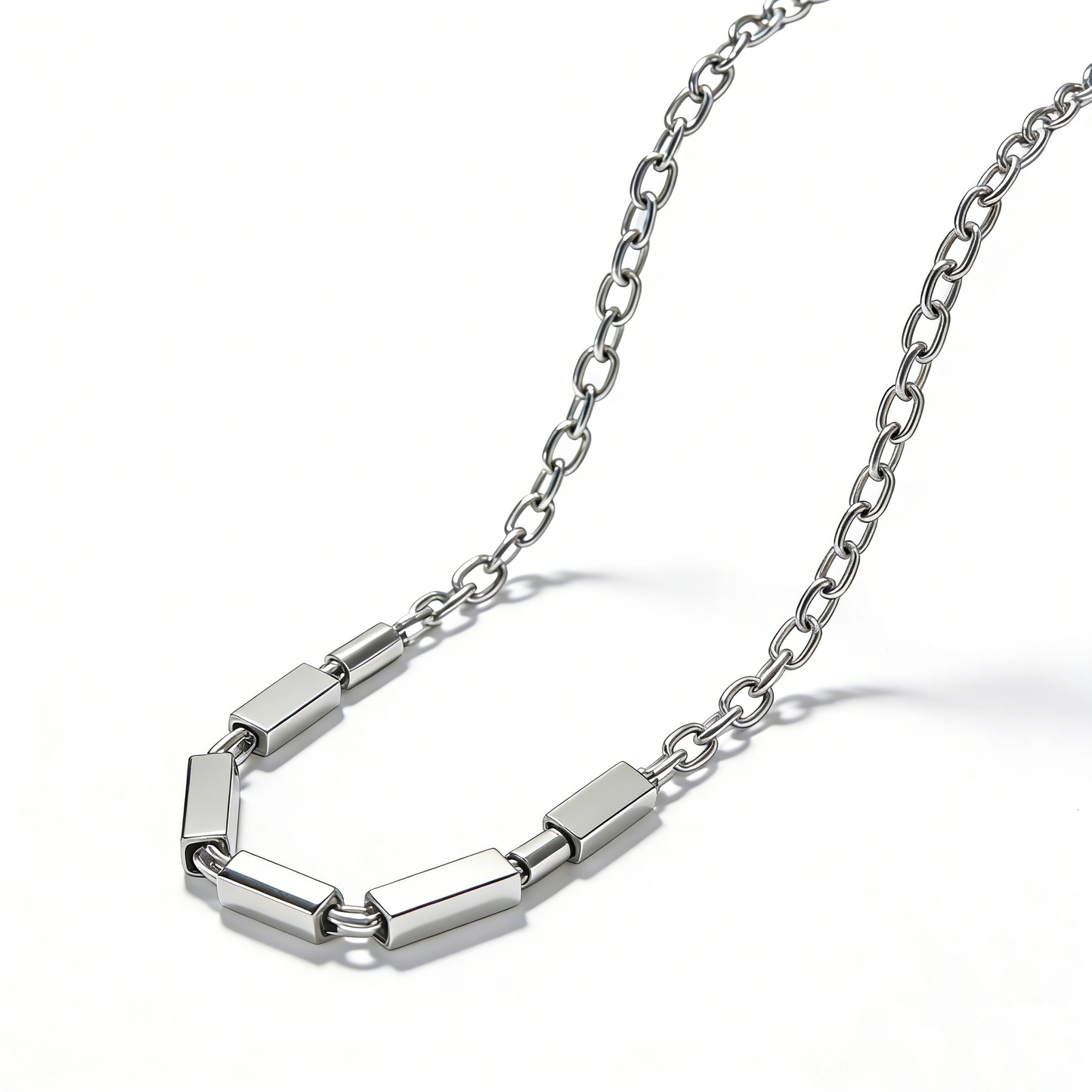 Minimalist Rectangular Block Patchwork Chain Necklace