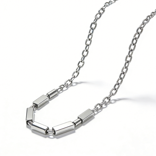 Minimalist Rectangular Block Patchwork Chain Necklace