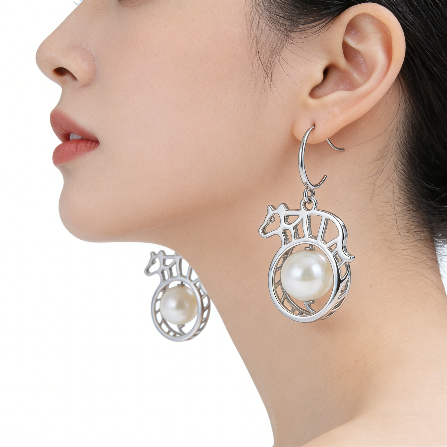 Spiral-Wrapped Teardrop Pearl Dangle Earrings