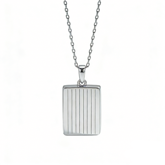 Minimalist Vertical Strip Square Tag Pendant Necklace