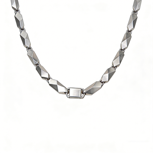 Faceted Geometric Square Patchwork Minimalist Style Necklace